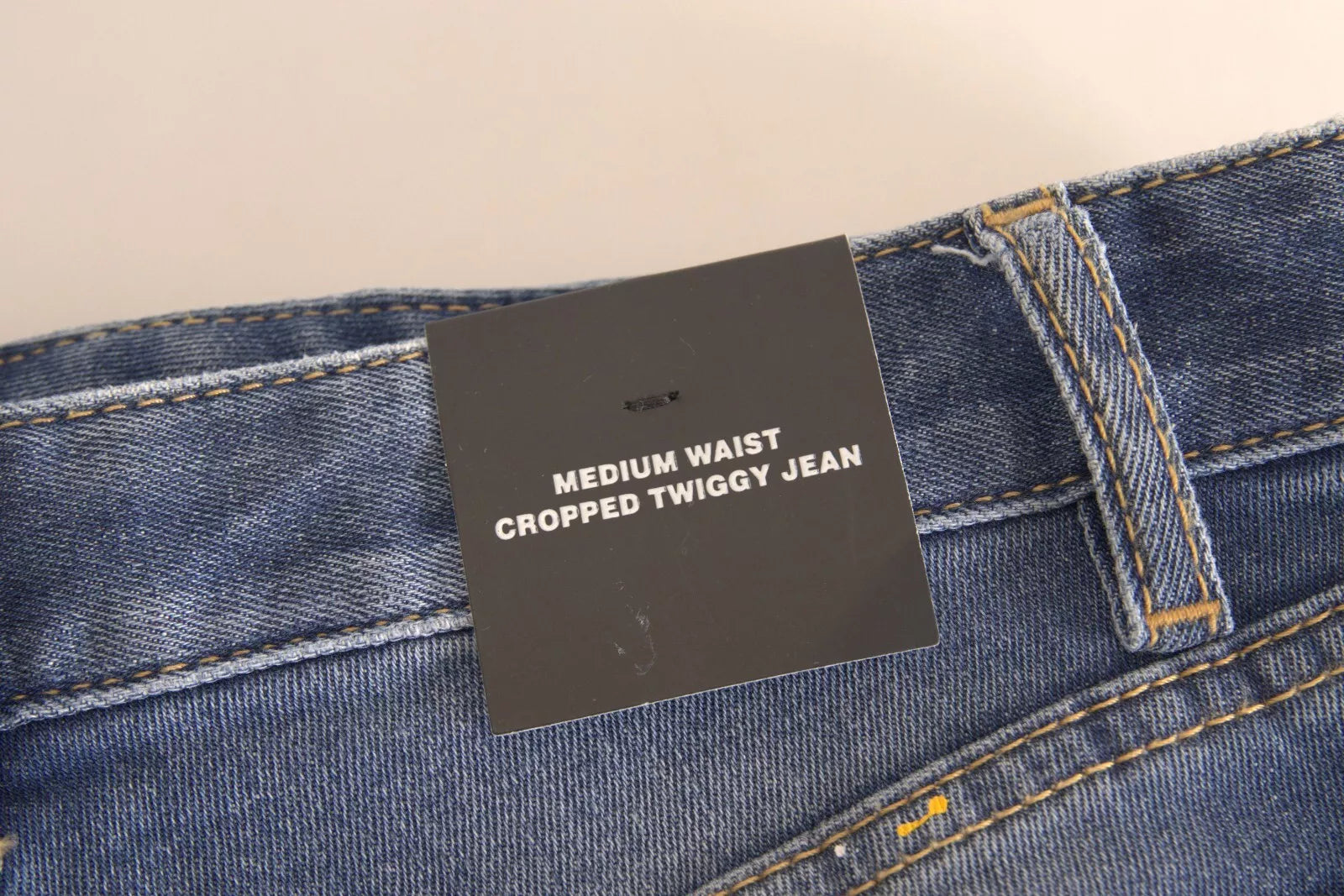 Blauwe Twiggy denim jeans met middelhoge taille en cropped pijpen