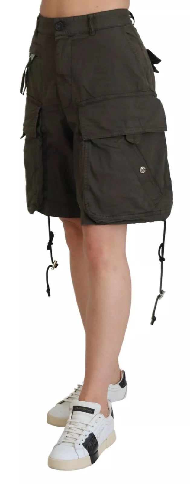 Groene High Waist Cargo Bermuda Shorts voor dames