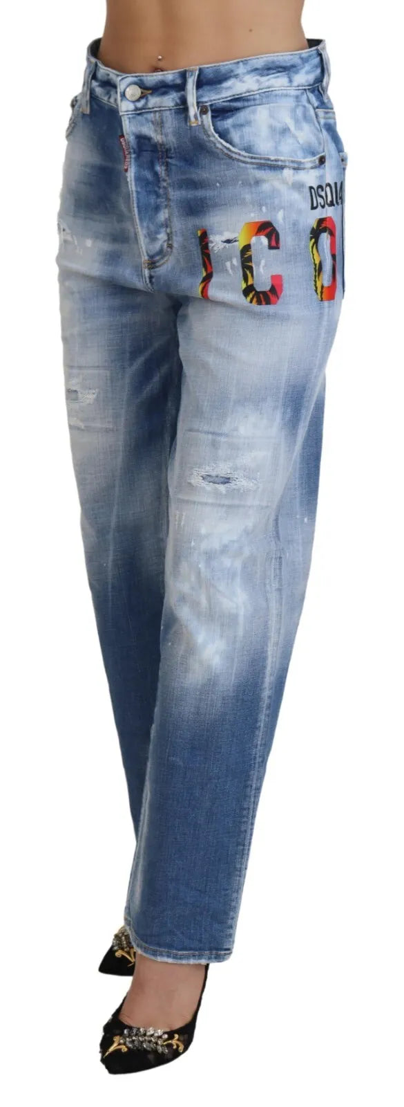 Blue Icon Hoge Taille Rechte Denim Jeans Boston