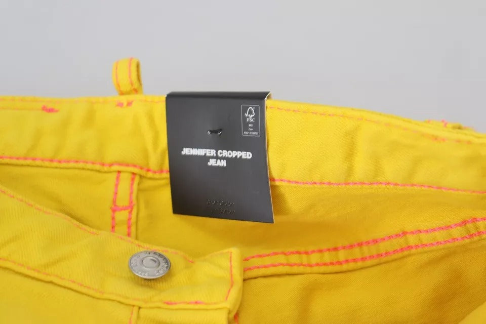 Gele katoenen cropped jeans met lage taille van Jennifer Denim