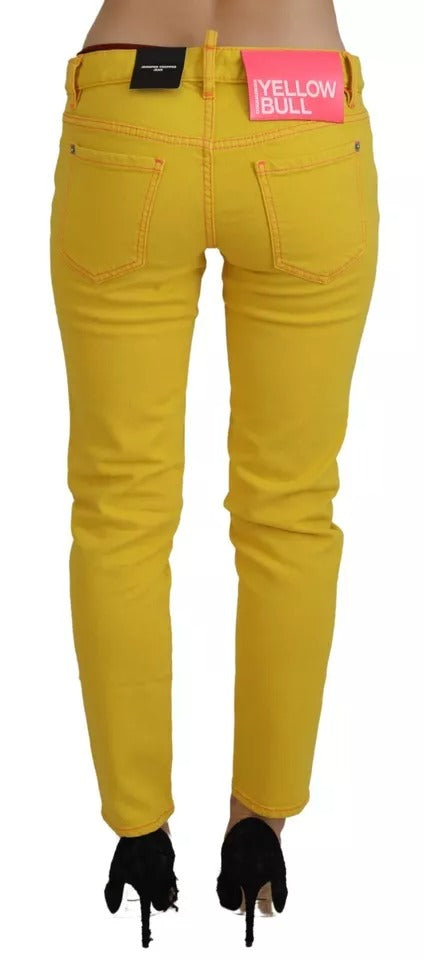 Gele katoenen cropped jeans met lage taille van Jennifer Denim