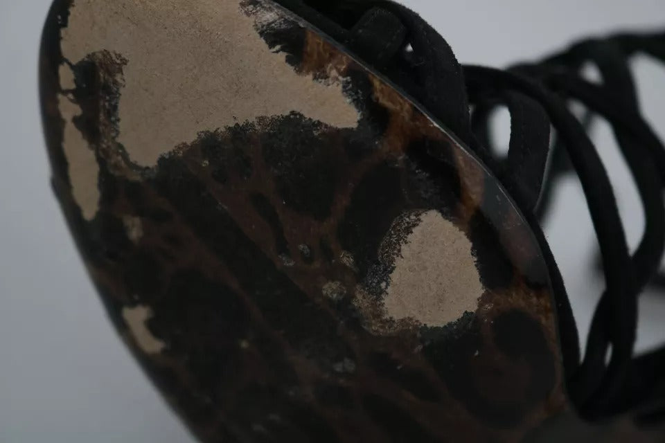 Zwarte suède enkelband stiletto schoenen