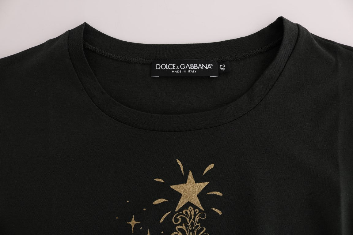 Groen katoenen 2017 motief T-shirt