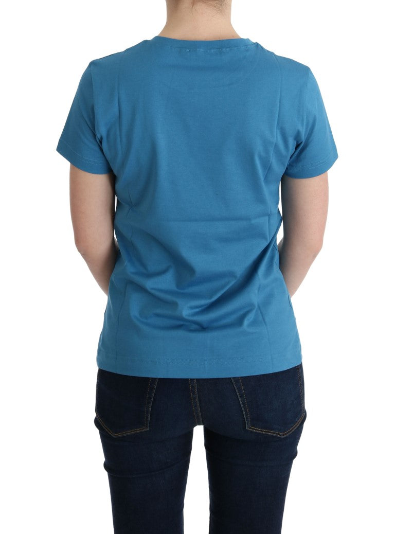 Blauw katoenen 2017 motief T-shirt