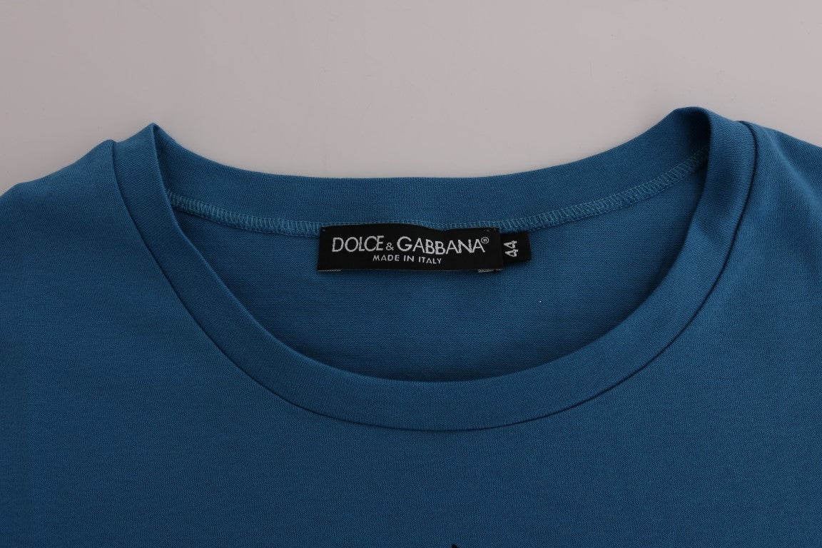 Blauw katoenen 2017 motief T-shirt