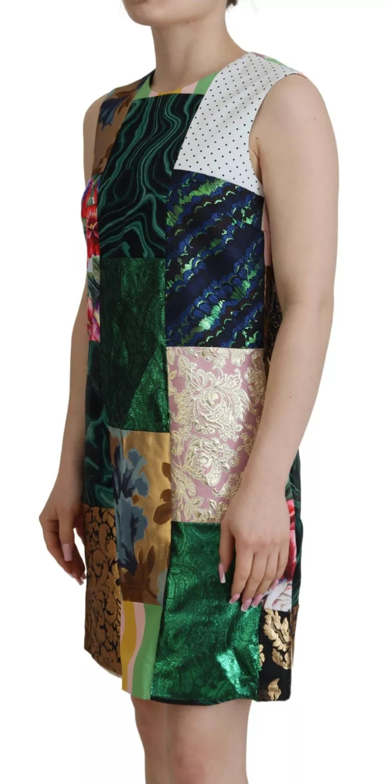 Multicolor Jacquard Patchwork Shift Mini Jurk