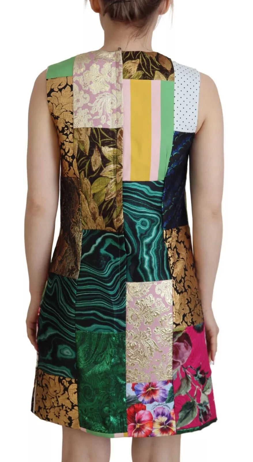 Multicolor Jacquard Patchwork Shift Mini Jurk