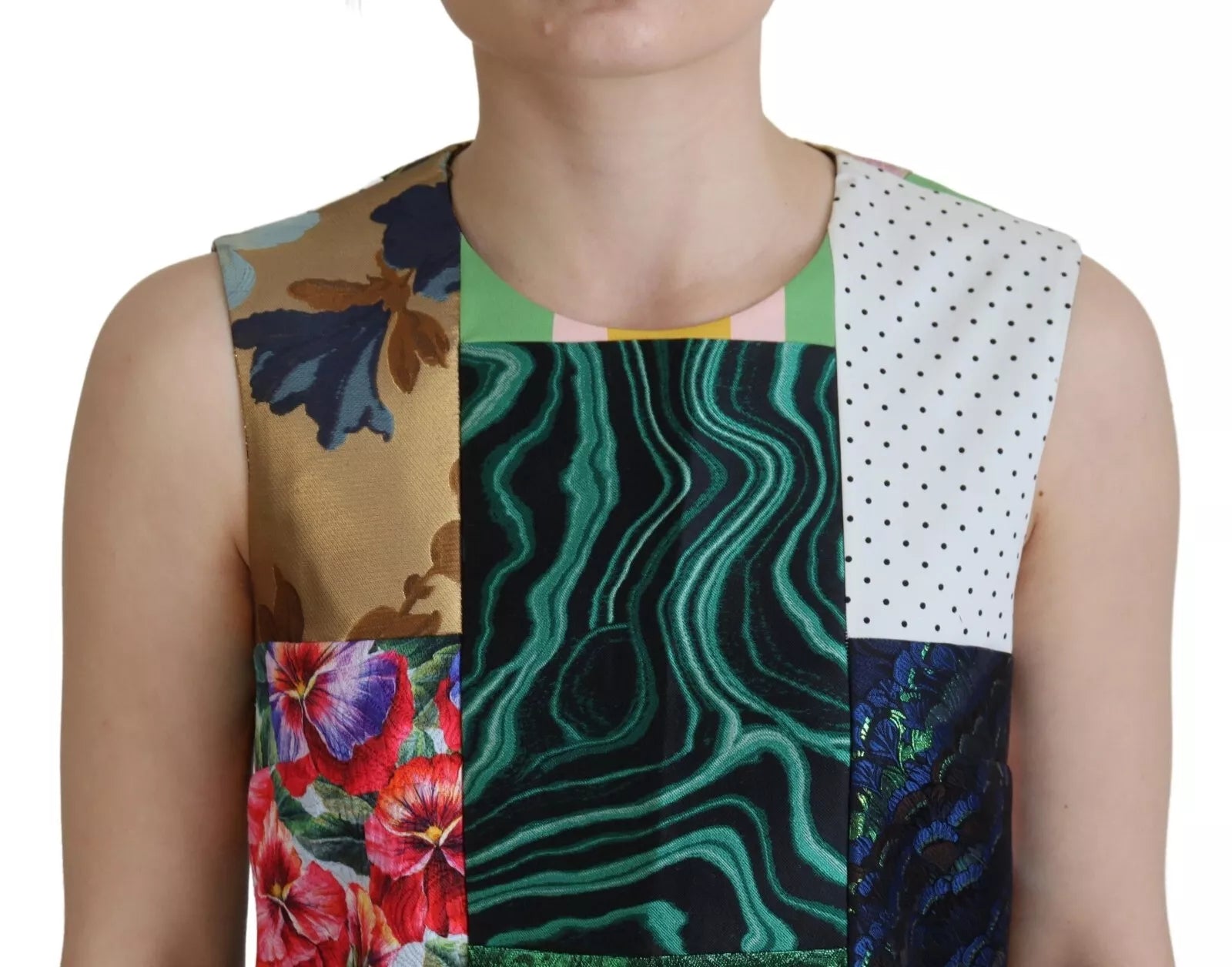 Multicolor Jacquard Patchwork Shift Mini Jurk