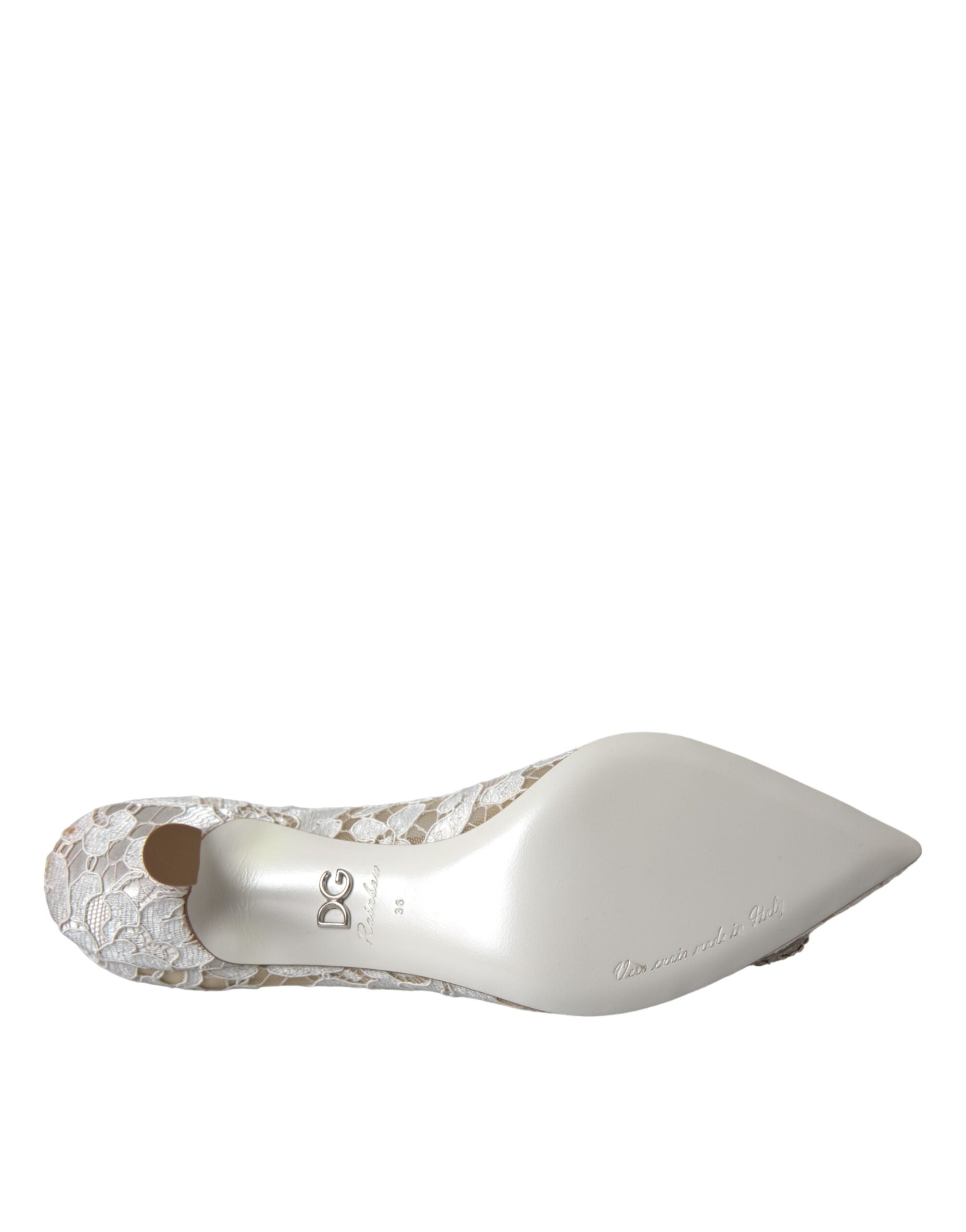 Witte DG Crystal Pumps met Bloemenkant