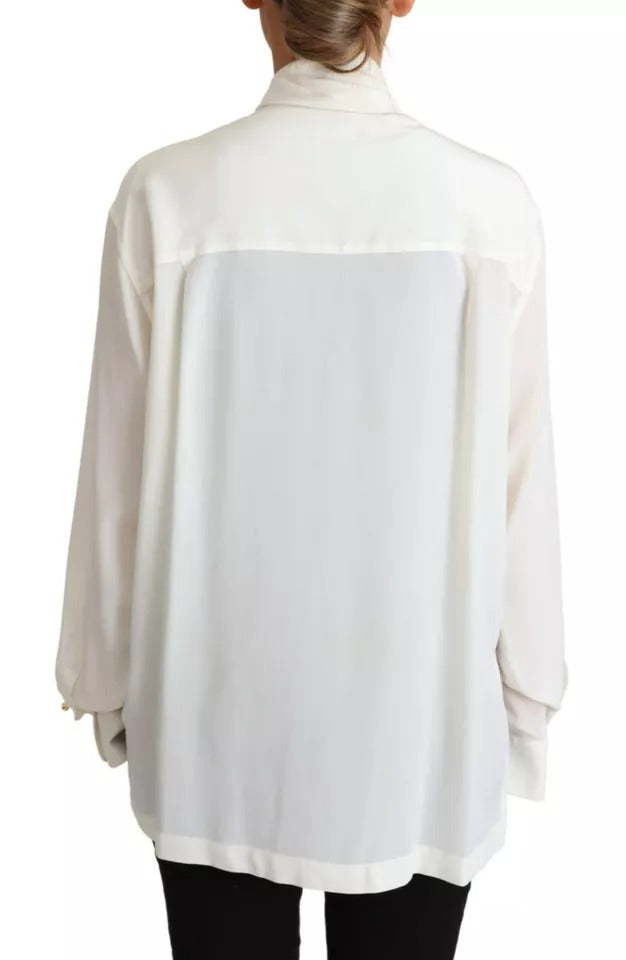 Witte blouse Ascot kraag overhemd zijden top