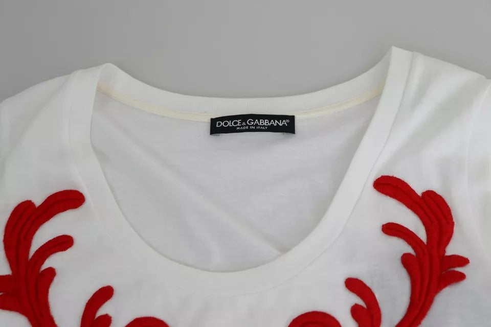 Witte katoenen mouwloze tanktop met hartjesapplicatie
