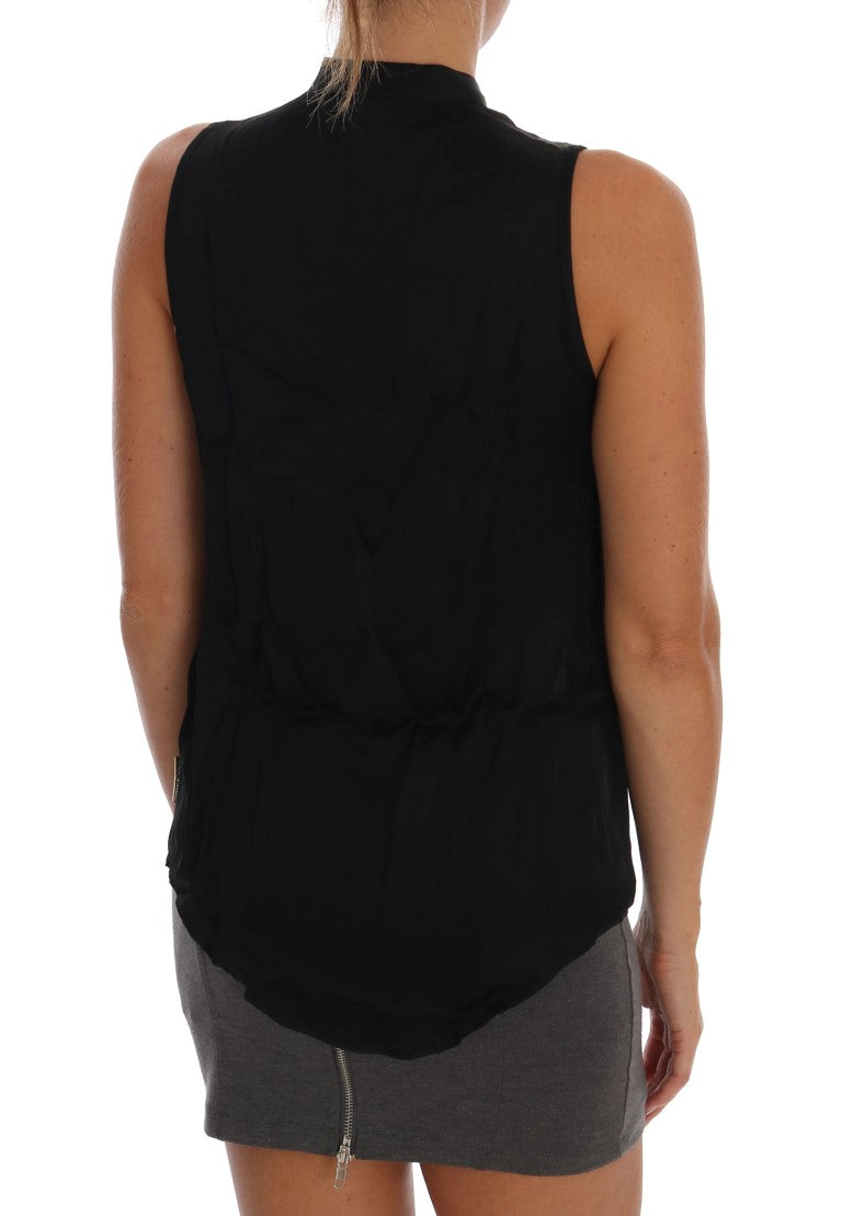 Zwarte mouwloze viscose blouse top