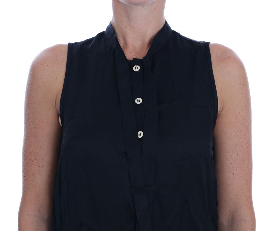 Zwarte mouwloze viscose blouse top