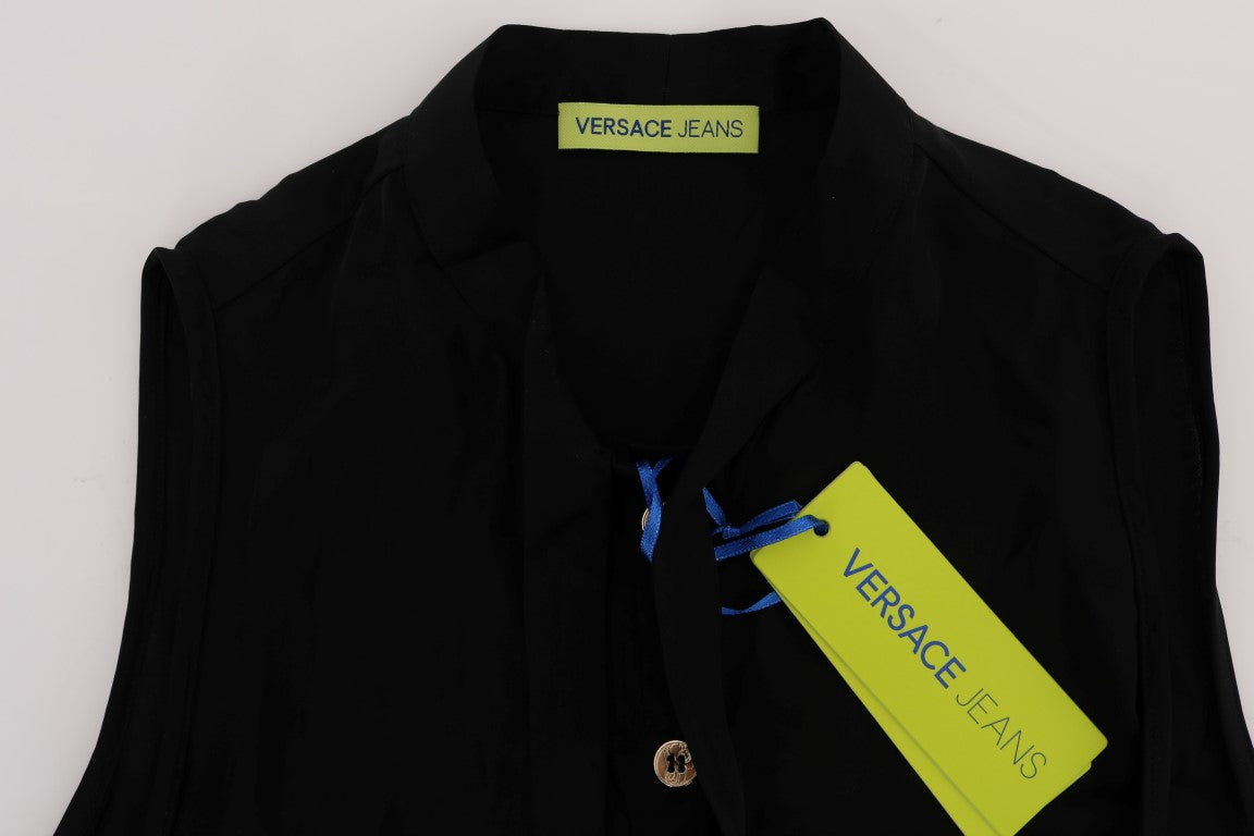 Zwarte mouwloze viscose blouse top