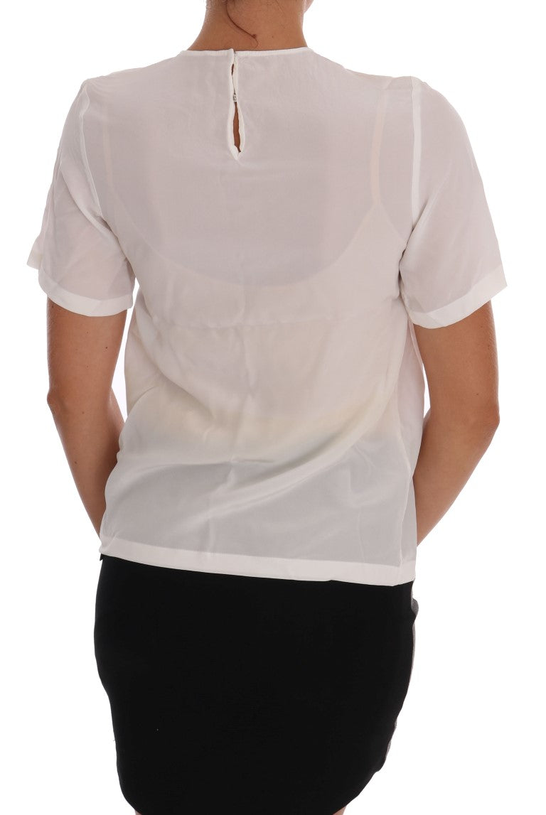 Witte zijden ITALIA IS LOVE blouse T-shirt