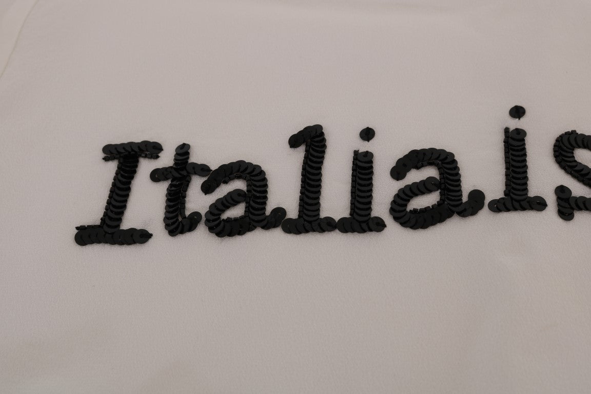 Witte zijden ITALIA IS LOVE blouse T-shirt