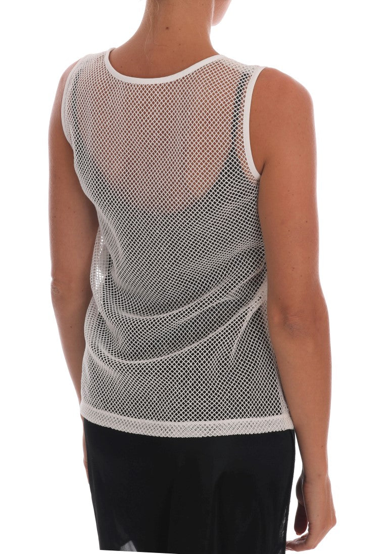 Witte Net Tank Transparante Top