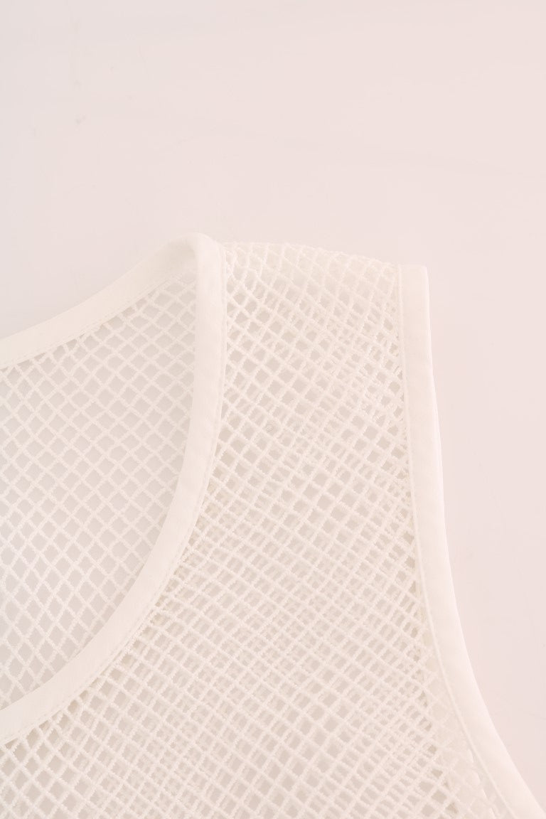 Witte Net Tank Transparante Top