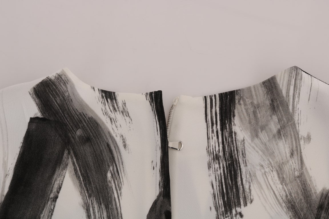 Wit zwart gestreepte blouse top met print