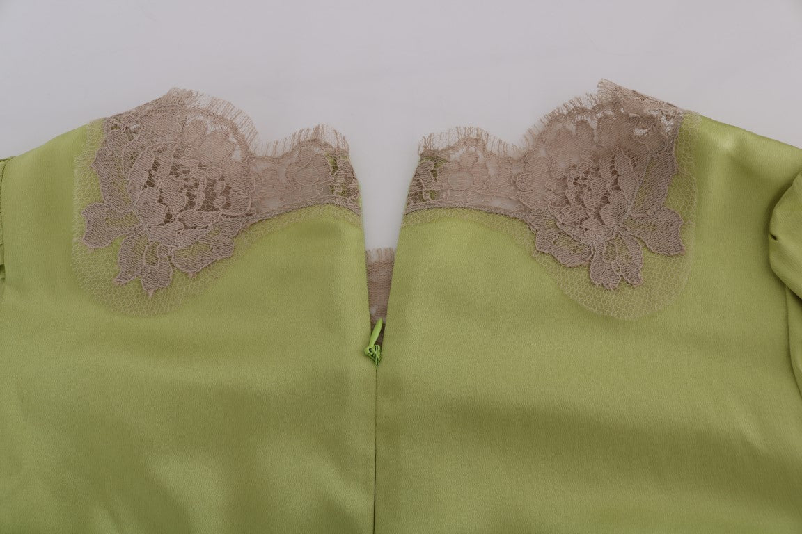 Groene zijden stretch blouse top