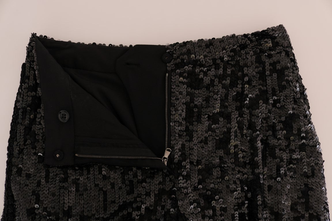 Zwarte, met pailletten bezette modeshorts