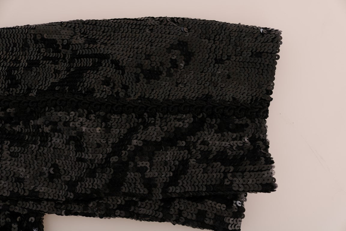 Zwarte, met pailletten bezette modeshorts