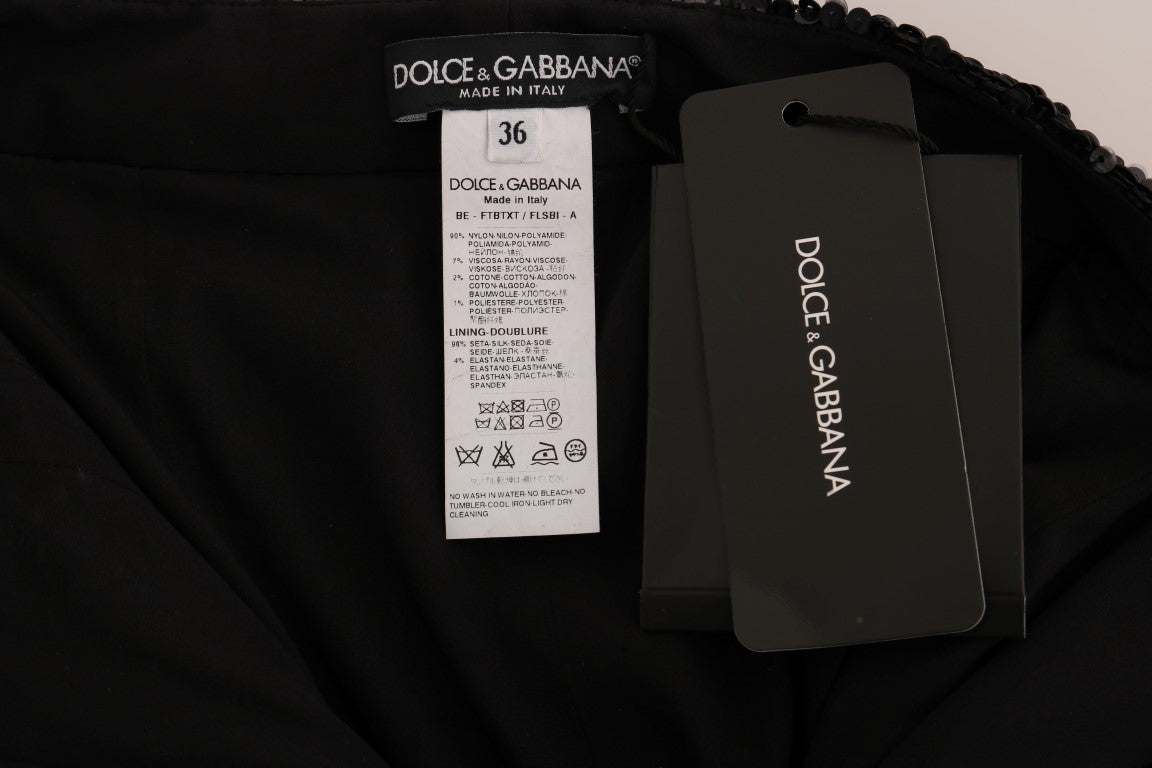 Zwarte, met pailletten bezette modeshorts