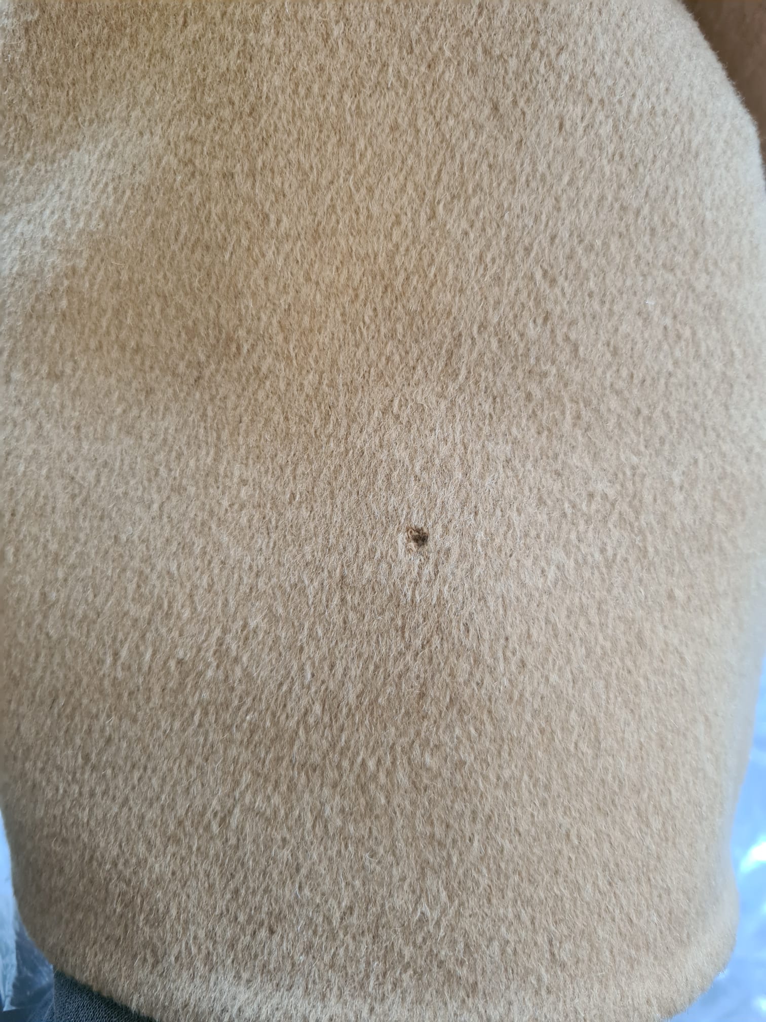 Beige kameelkleurige kasjmier schapenvacht overjas