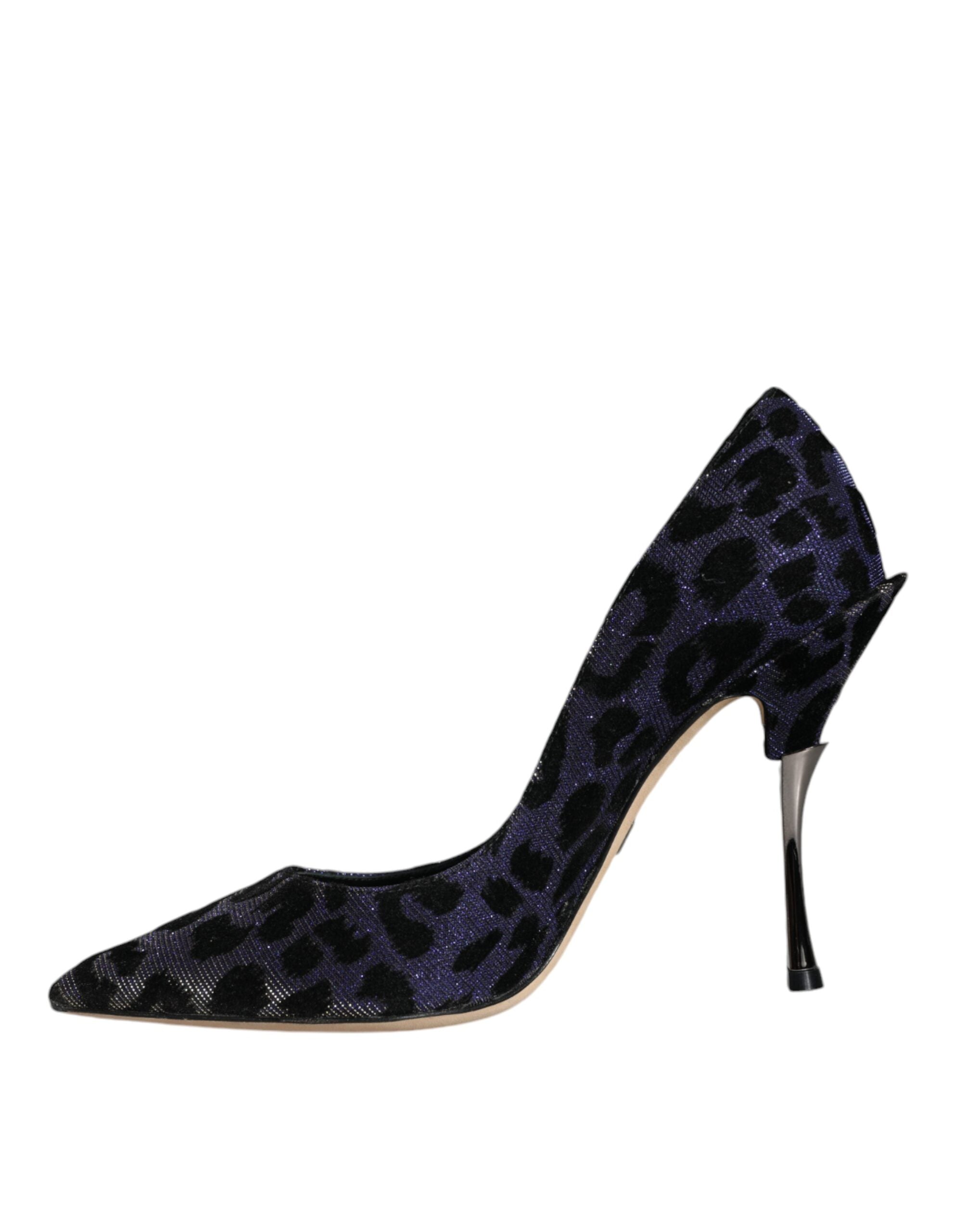 Violet Leopard Lurex Hoge Hakken Pumps Schoenen