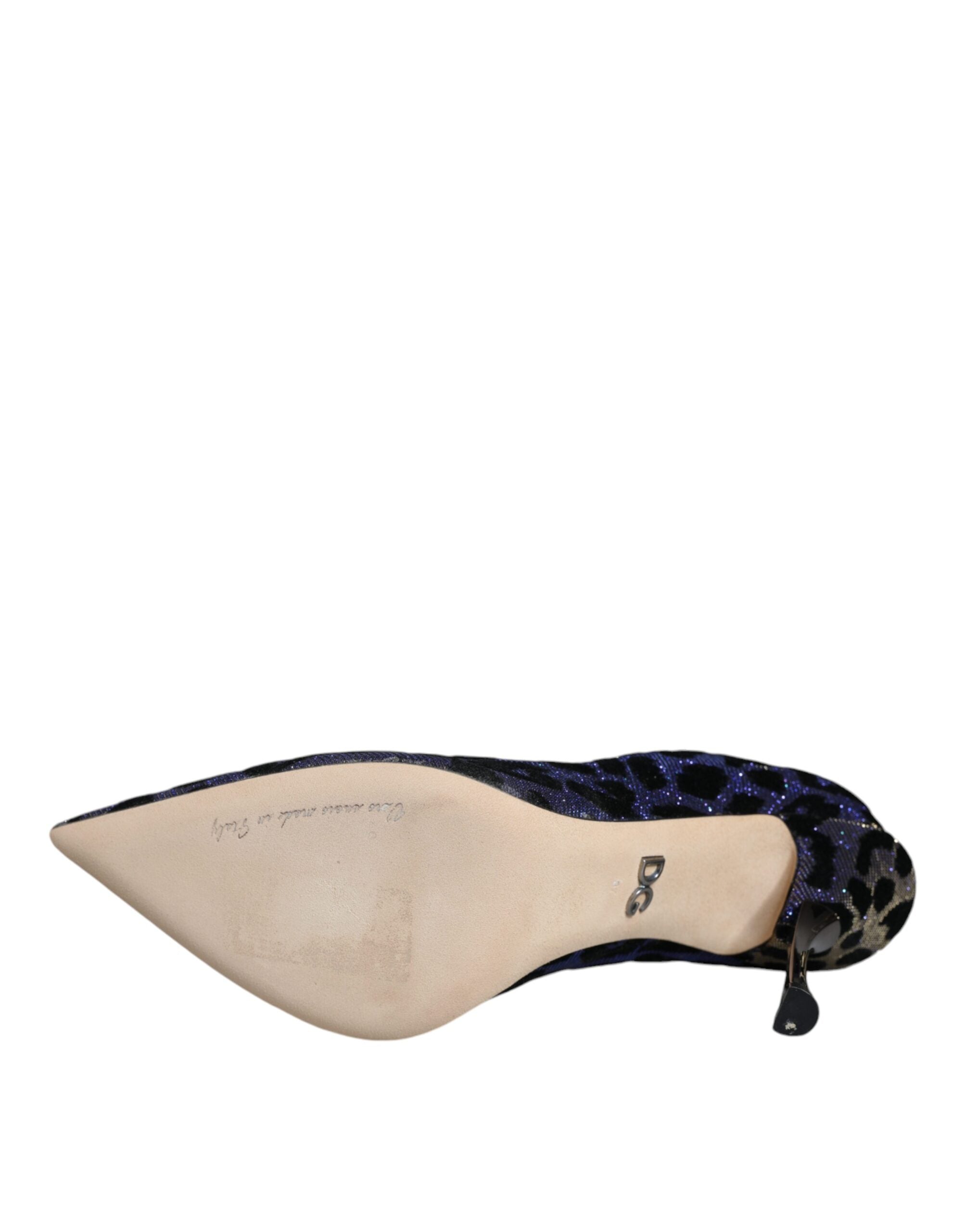 Violet Leopard Lurex Hoge Hakken Pumps Schoenen