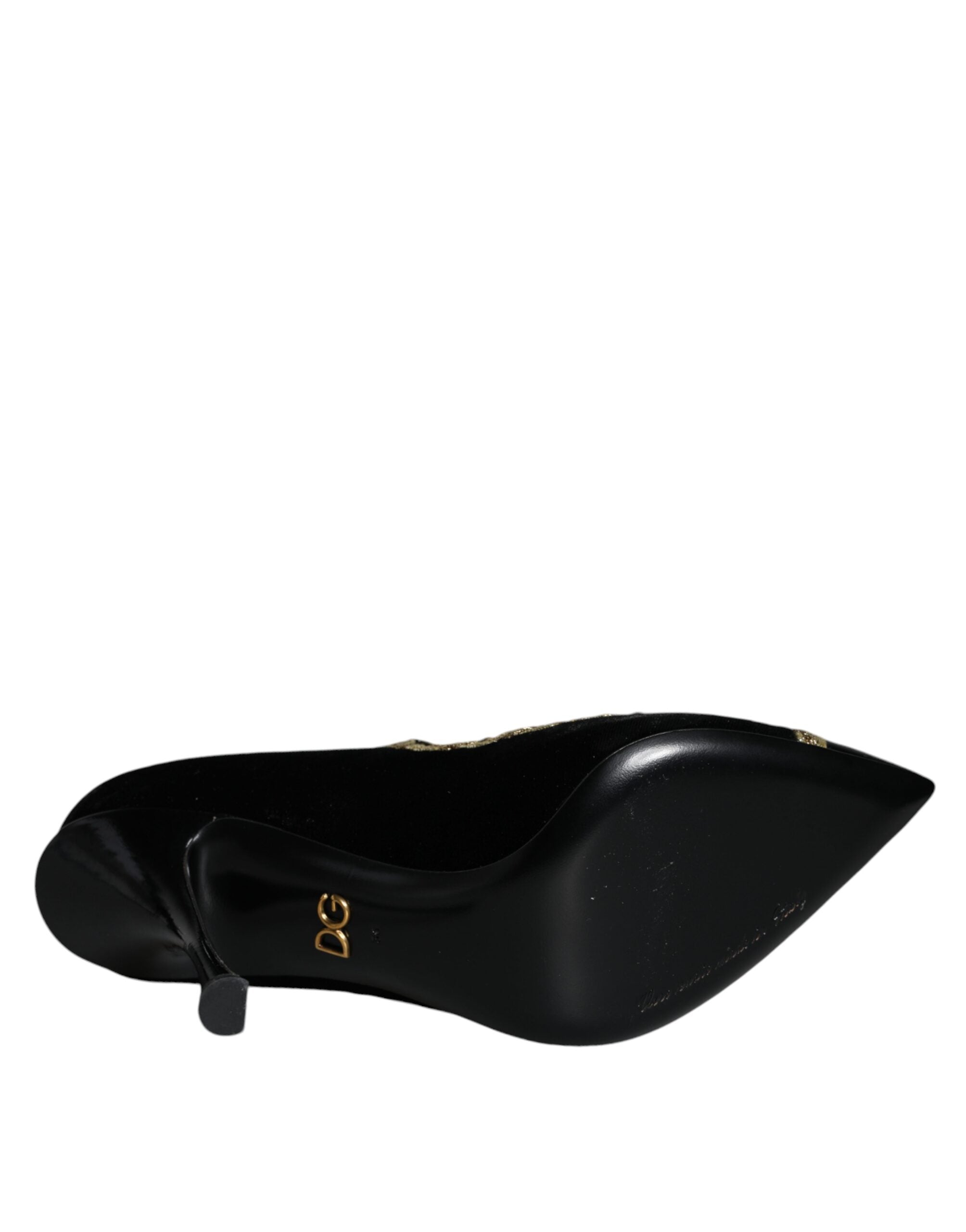 Zwarte Mary Janes fluwelen gouden pumps
