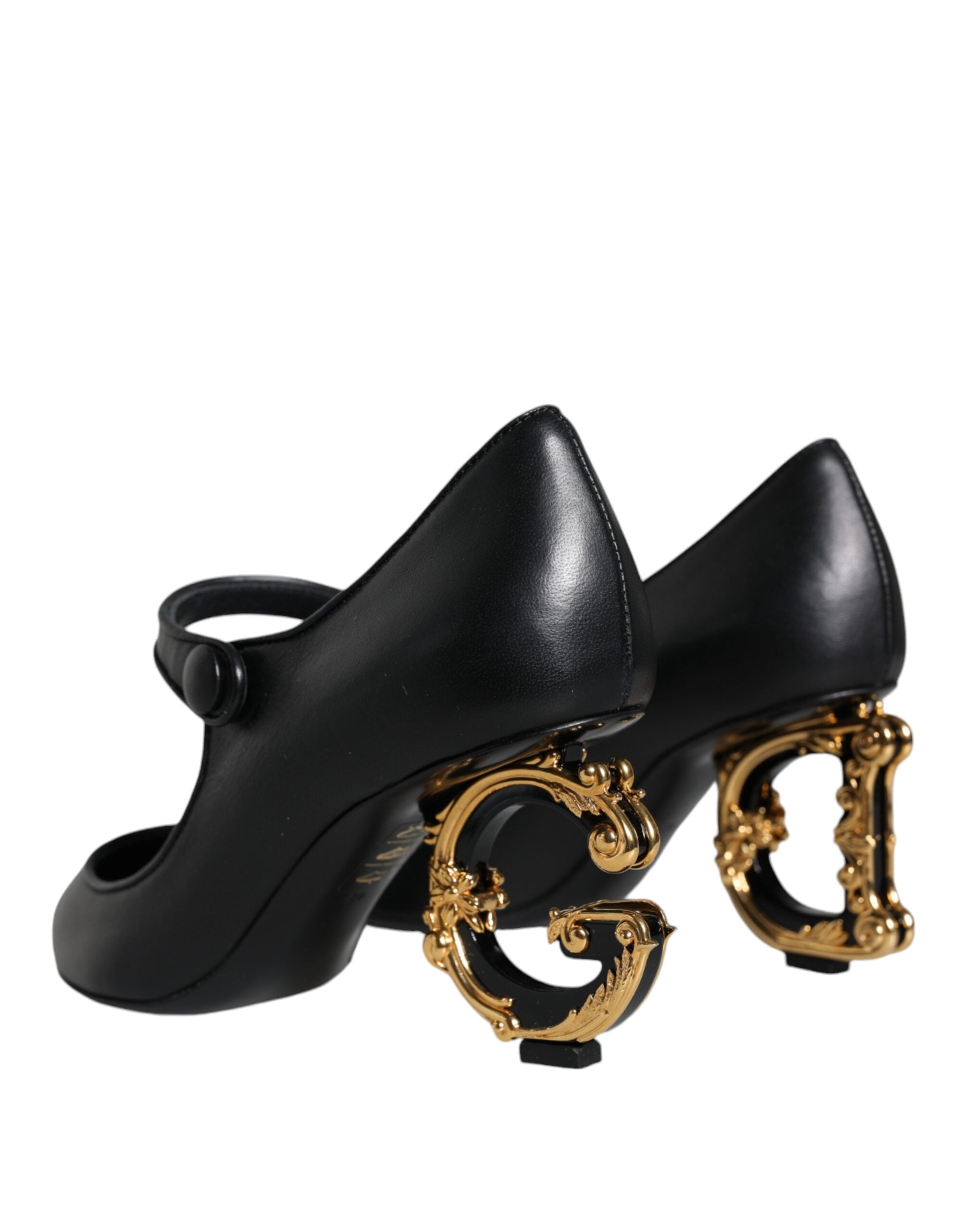 Zwarte leren Mary Janes pumps met logo