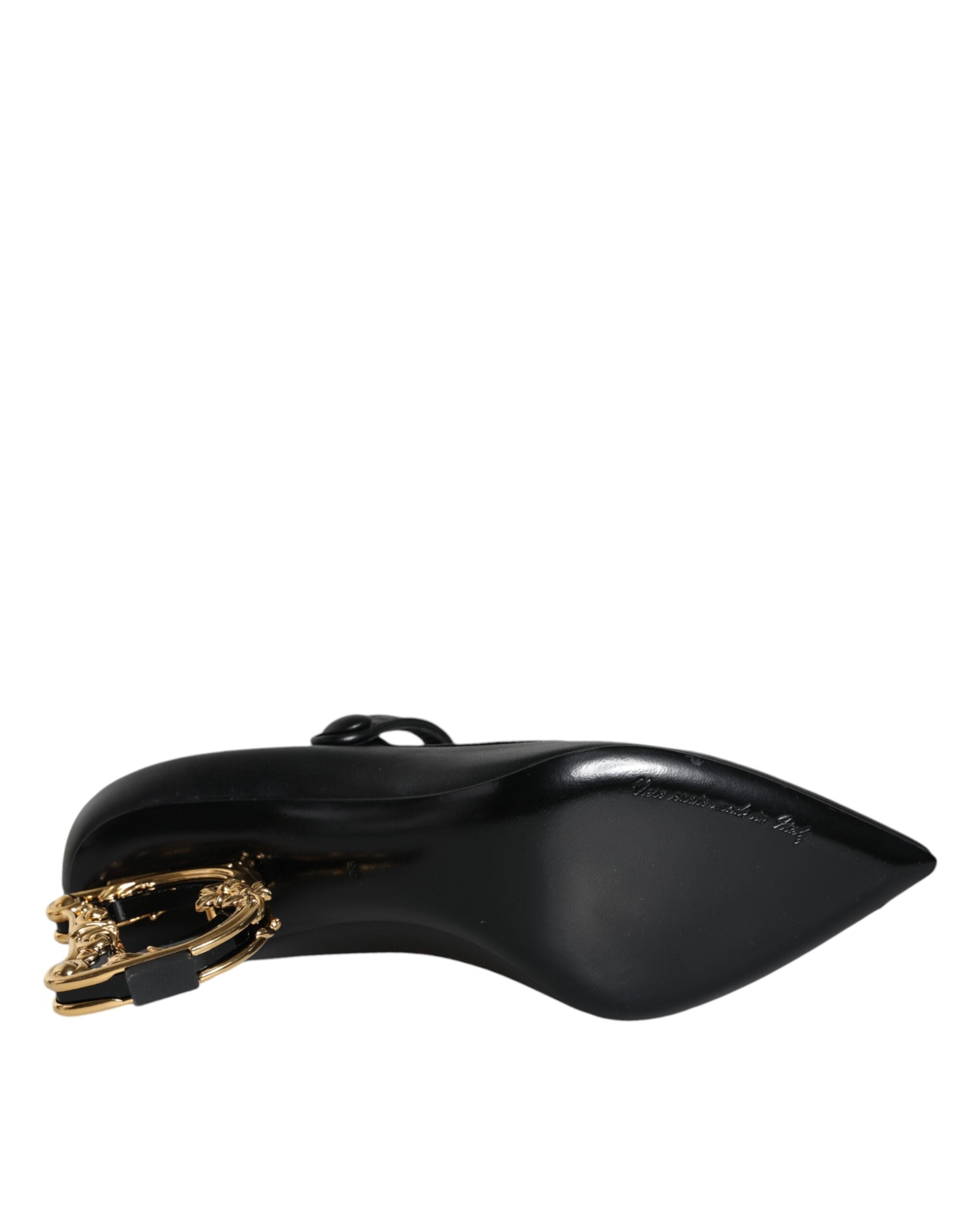 Zwarte leren Mary Janes pumps met logo