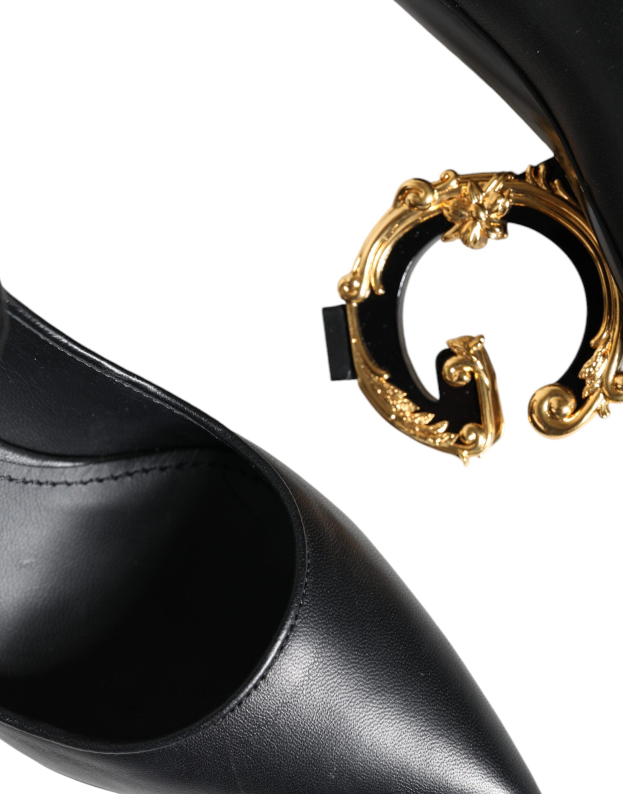 Zwarte leren Mary Janes pumps met logo