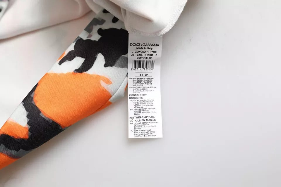 Veelkleurige camouflage ronde hals trui