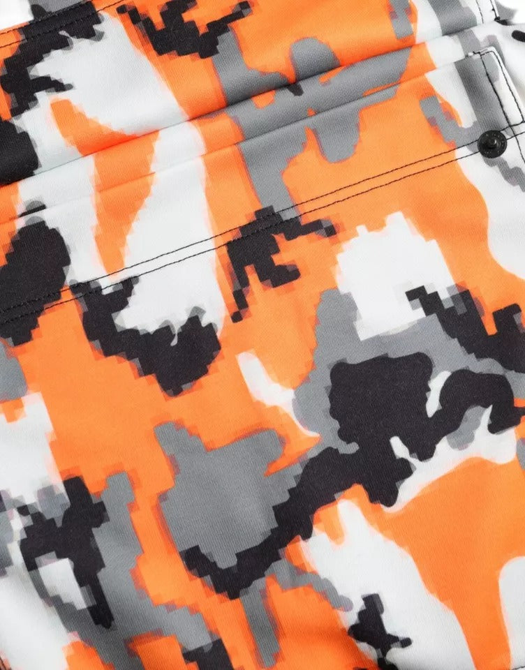 Veelkleurige camouflage ronde hals trui