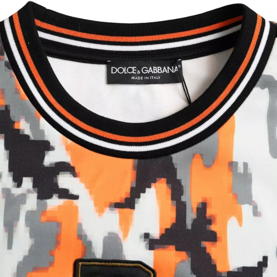 Veelkleurige camouflage ronde hals trui