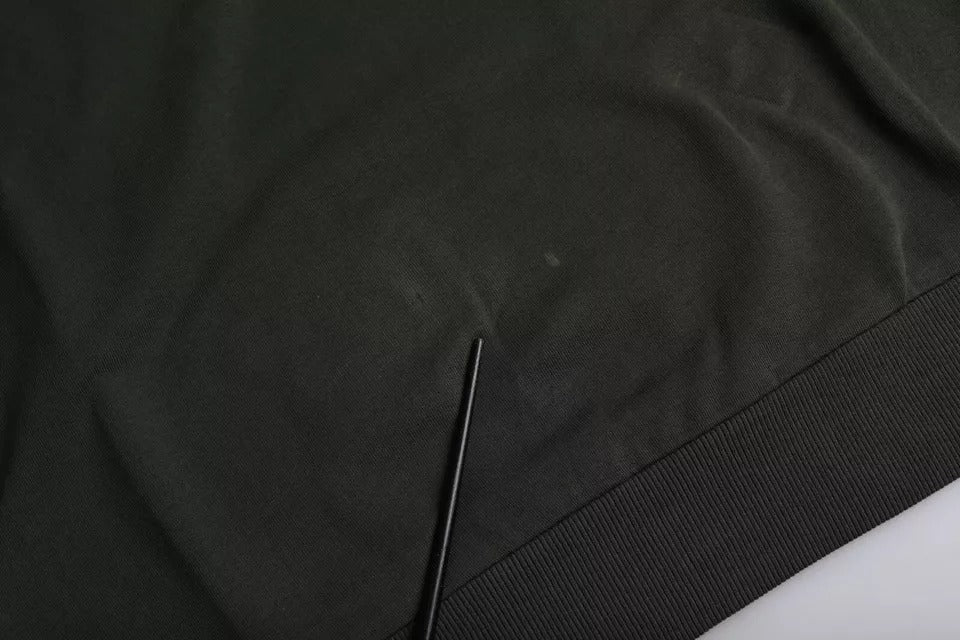 Groene katoenen trui met ronde hals en logo