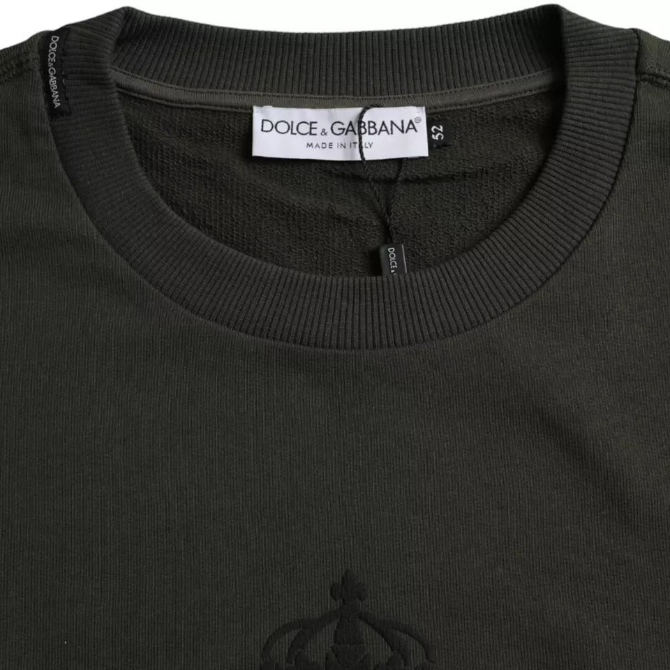 Groene katoenen trui met ronde hals en logo