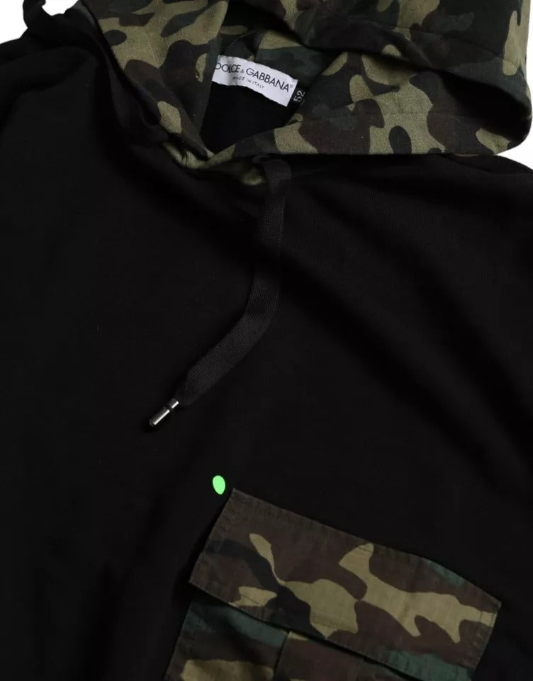Zwarte camouflage hoodie met capuchon
