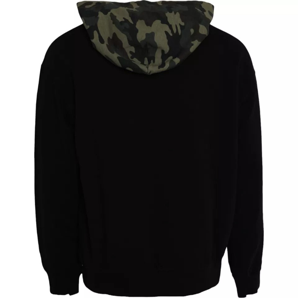 Zwarte camouflage hoodie met capuchon