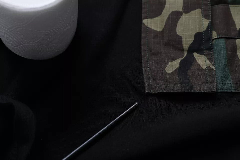 Zwarte camouflage hoodie met capuchon