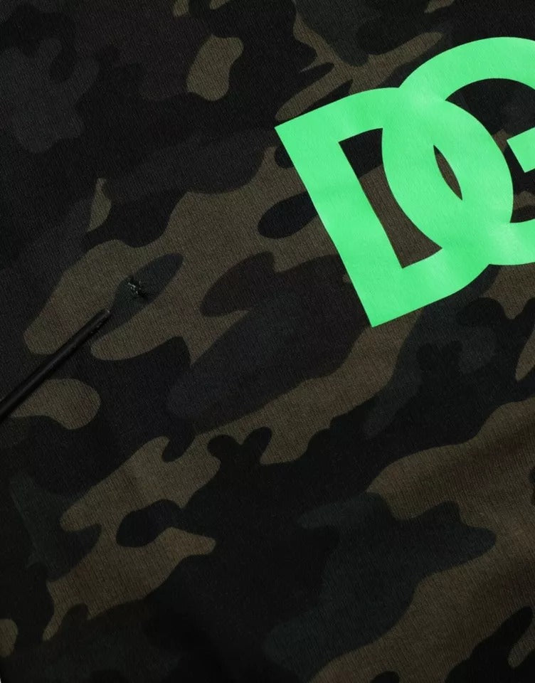 Zwarte camouflage ronde hals trui
