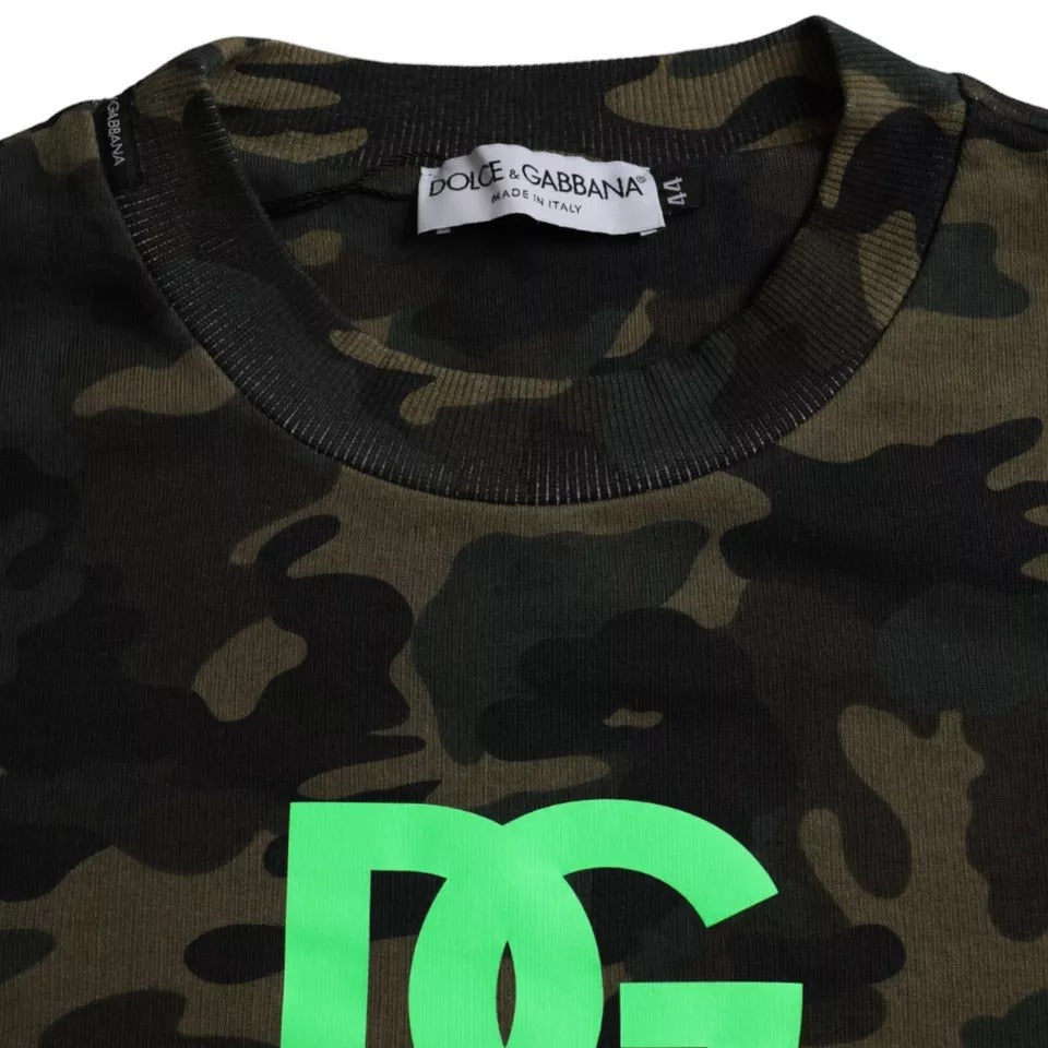 Zwarte camouflage ronde hals trui