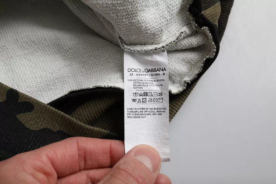 Zwarte camouflage ronde hals trui