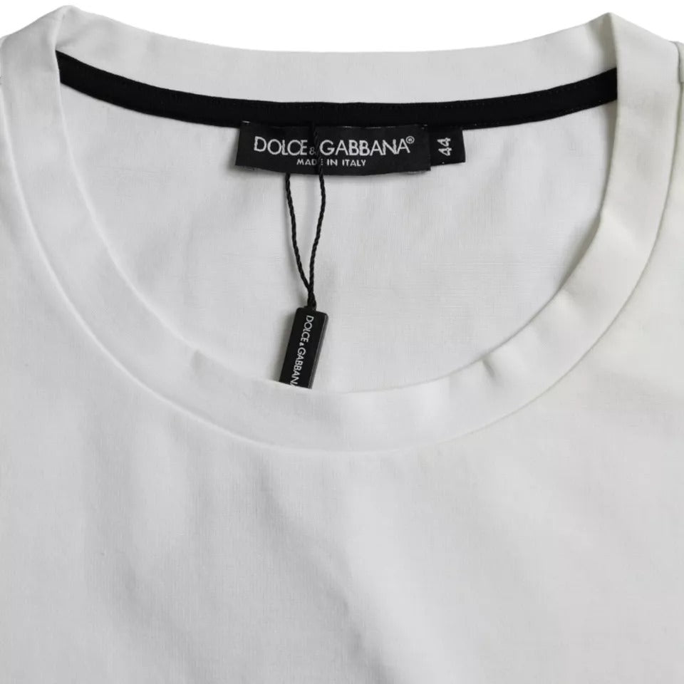 Wit katoenen heren T-shirt met rode lippenprint