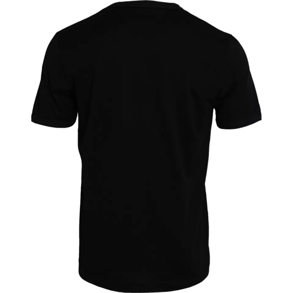 Zwart katoenen T-shirt met ronde hals en korte mouwen voor heren
