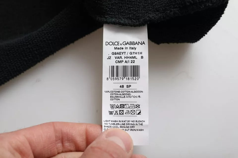 Zwart katoenen T-shirt met korte mouwen en capuchon