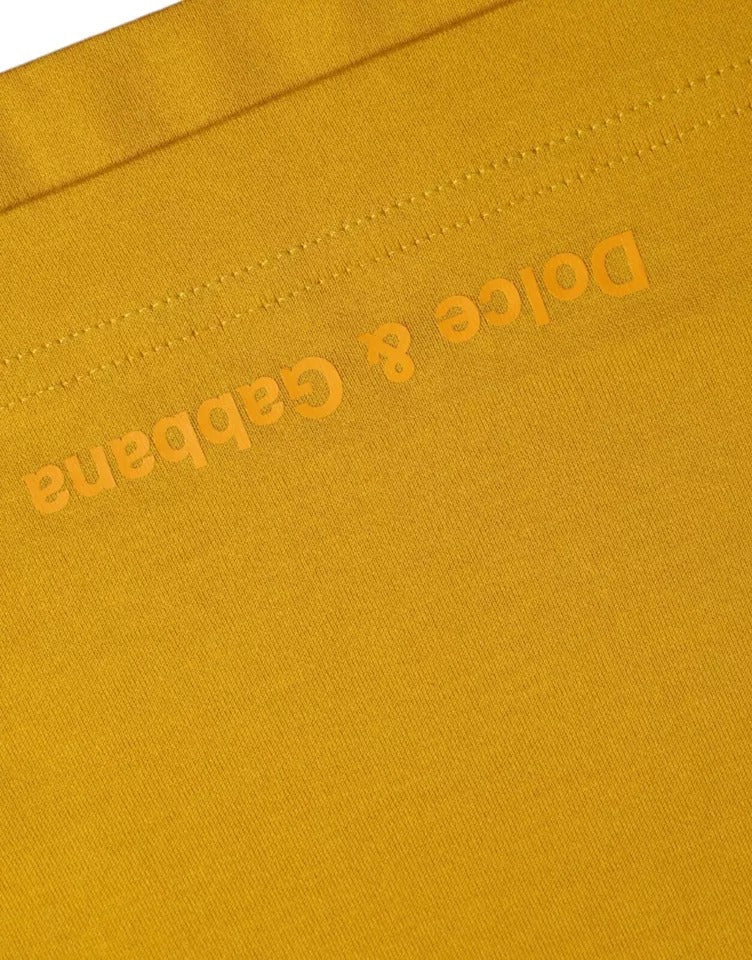 Donkergeel logo katoenen T-shirt met ronde hals