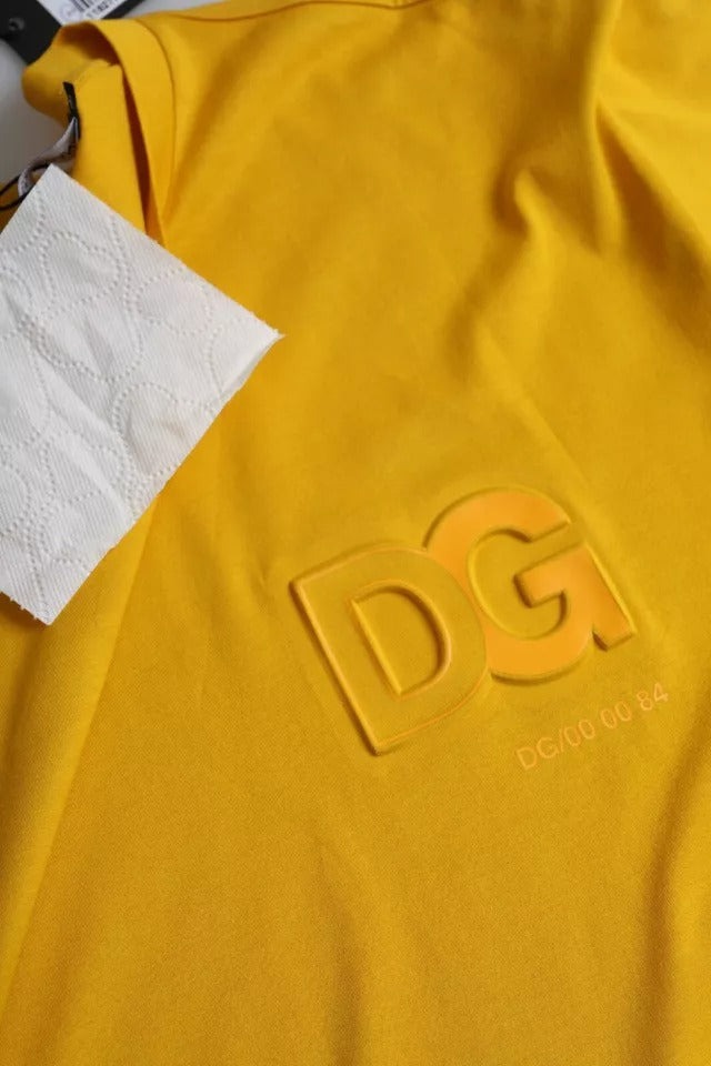 Donkergeel logo katoenen T-shirt met ronde hals